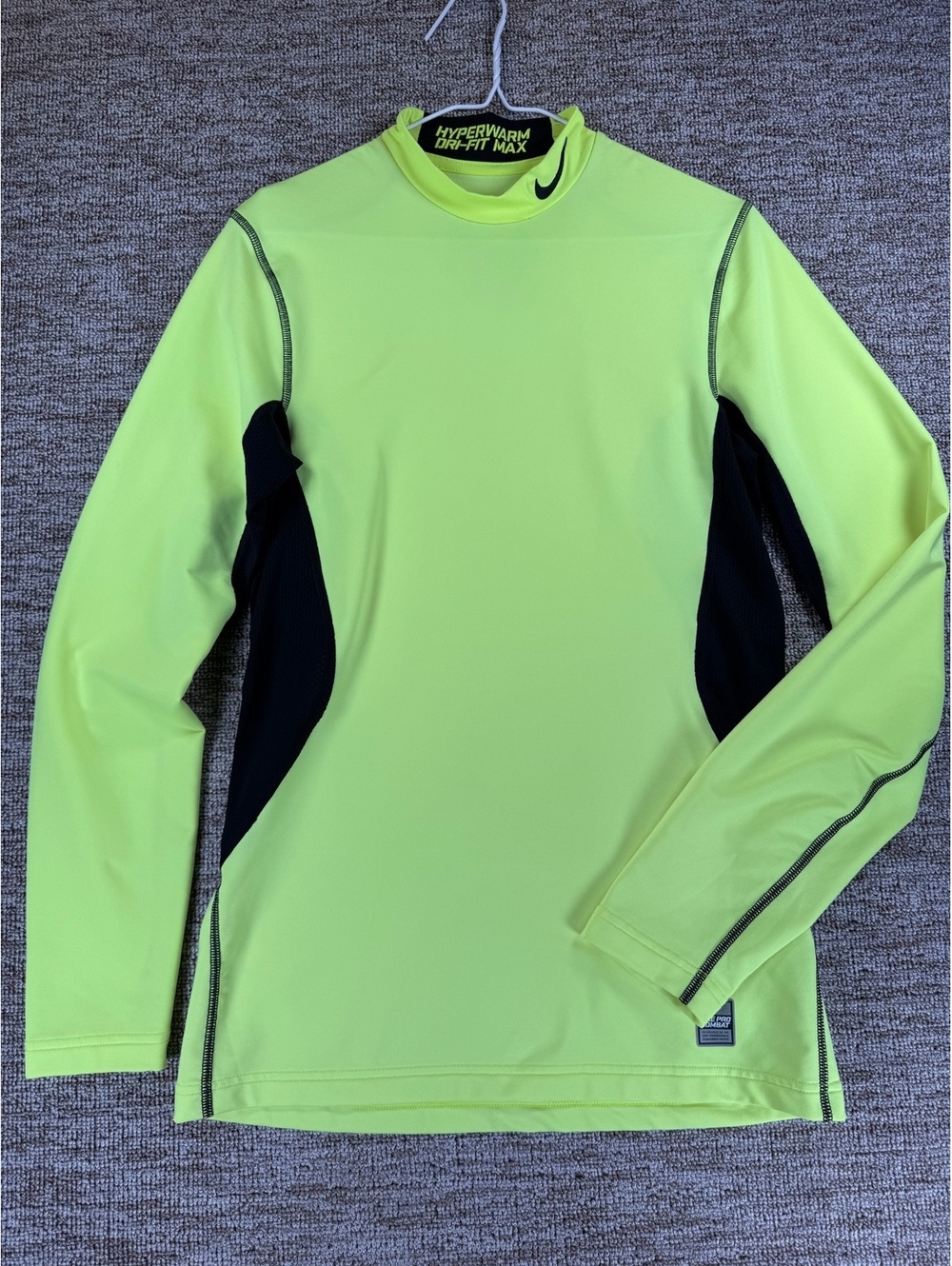 Nike Pro Combat Hyperwarm Dri-Fit Max Long Sleeve Shirt Size M Yellow Black